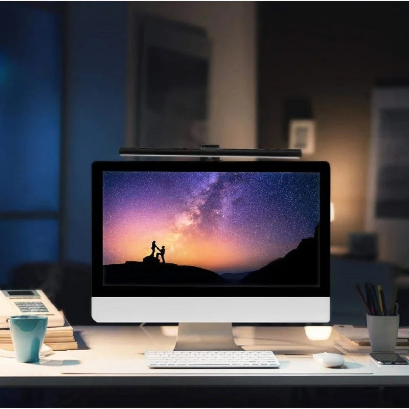 Monitor light bar reduces eye strain