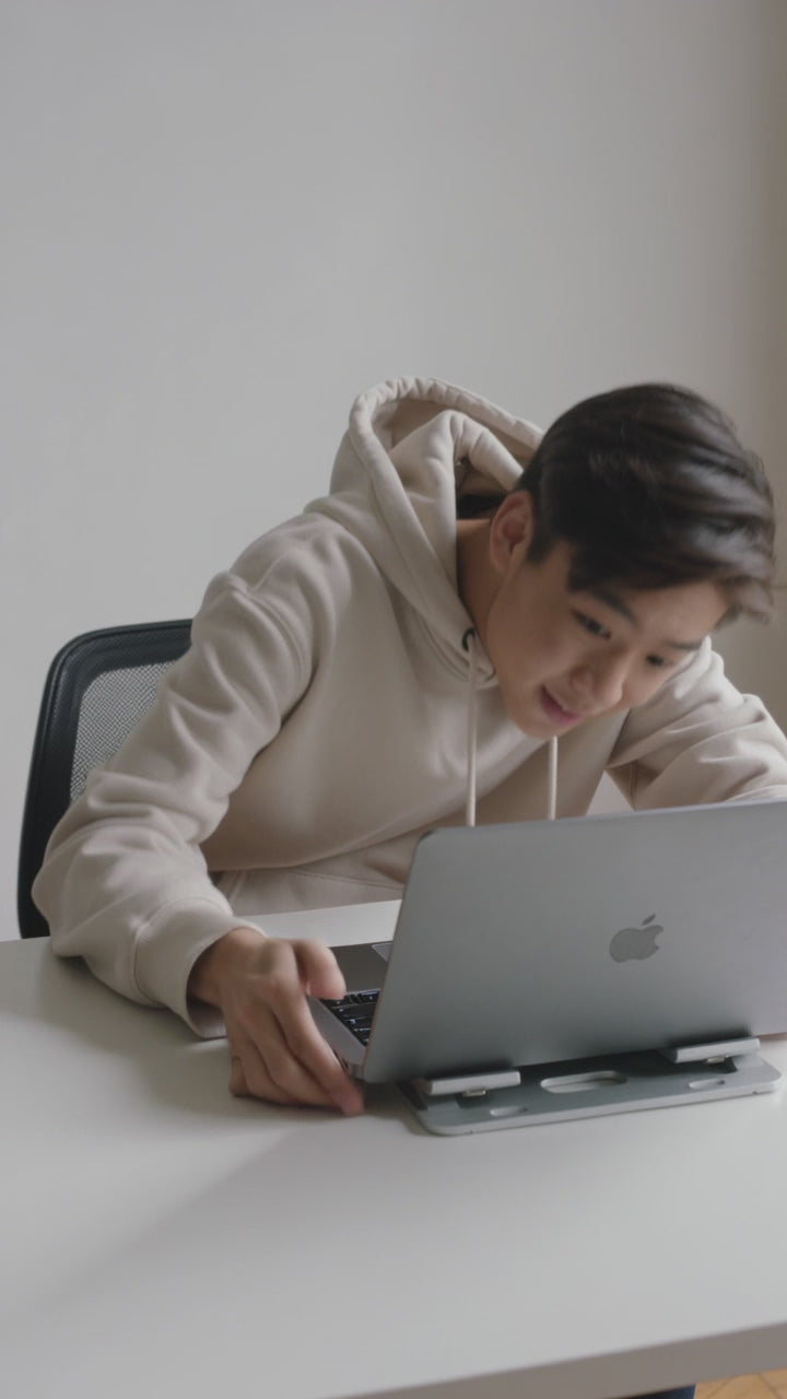 Adjustable Aluminum Laptop Stand - Ergonomic &amp; Foldable